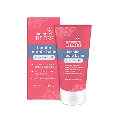 Mommy's Bliss Lanolin Nipple Balm Breastfeeding Cream with Coconut Oil & Shea Butter, Soothing