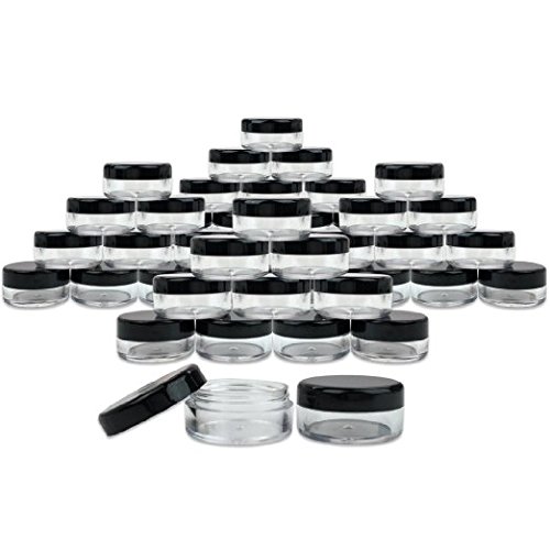 (25 Pcs) Beauticom 3G/3ML High Quality Round Clear Jars with Black Lids for Lotion, Creams, Toners, Lip Balms, Makeup Samples - BPA Free