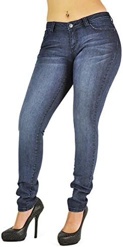 Poetic Justice Curvy Women's Basic Blue Stretch Denim Midrise Skinny Jeans Size 28 x 30Length