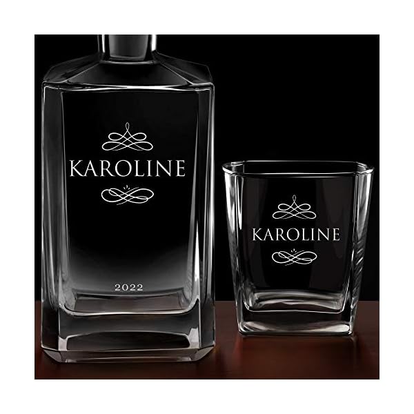 Maverton Whiskey Karaffe + 2/4 / 6er Whiskygläser Set mit Gravur - 700ml Whisky Dekanter - Geschenk zum Geburtstag für Damen - Name – Bild 7