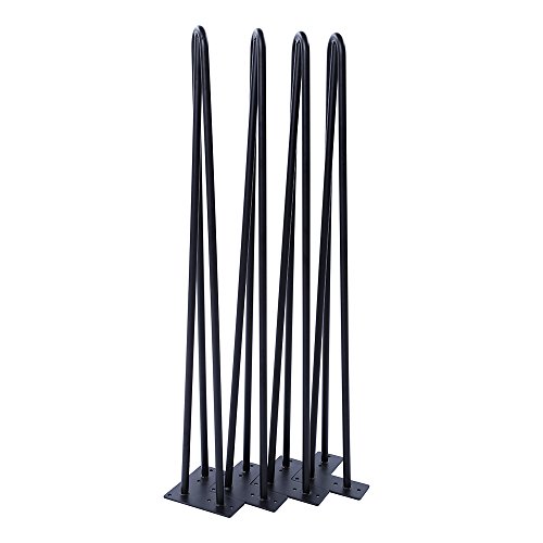 28" Hairpin Legs, 1/2" Diameter Cold Rolled Steel, 3-rod(Satin Black)Set of 4 Table Legs, Metal Legs, Furniture Legs,Coffee Table Legs,Desk Legs,Perfect for DIY Projects - Thumbnail 2