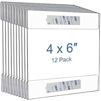 Niubee 4x6 inch Wall Mount Acrylic Sign Holder with 3M Tape Adhesive for Office, Home, Store, Restaurant, No Drilling - Horizontal (12 Pack)