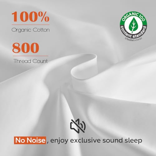 SWITTE 80% Goose Down Duvet Queen Size,Hotel-Like 100% Organic Cotton Shell 800 TC Bedding Down Comforters,700+ Fill Power Heavyweight Thickened Duvet Insert,White(90x90inch)