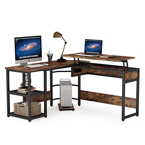 Tribesigns L Shaped Desk With Lift Top, Modern Sit To Stand Corner