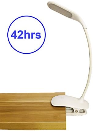 AFORTLO Clip on Reading Light,USB Rechargeable Eye Protection 3 Level Brightness Dimmable Gooseneck Led Book Light with Touch Switch, Portable Led Desk Light for Bed,Travel,Music Stands/Shelves(White)