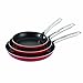 Farberware 21581 Triple Pack Nonstick Frying Pan Set / Fry Pan Set / Skillet Set - 8 Inch, 10 Inch, and 11 Inch, Red