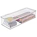 mDesign Office Supplies Desk Organizer Box with Lid for Staplers, Scissors, Pens, Sticky Notes, Highlighters, Tape - 3