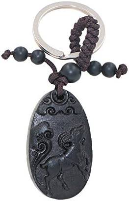Twelve Chinese Zodiac Signs Ebony Carving Key Chain Wood Key Ring Talismans (Sheep)