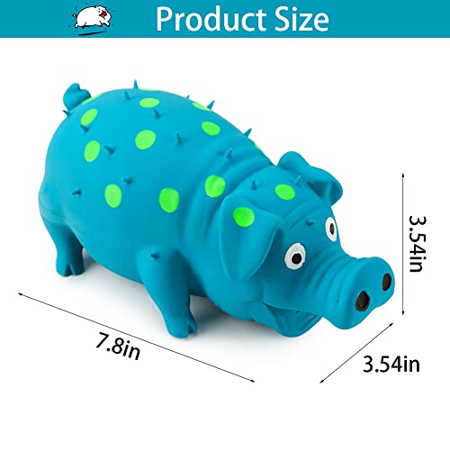 POPLAY Squeaky Pig Dog Toys, Blue Latex Grunting Pig Dog Toy, Anxiety Relief for Dog Puppy Chew Toys,Dog Squeeze Toy