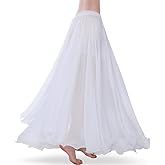 ROYAL SMEELA Chiffon Belly Dance Skirt for Women Belly Dancing Costume Outfit Tribal Maxi Full Skirts Solid Color Skirt Voile