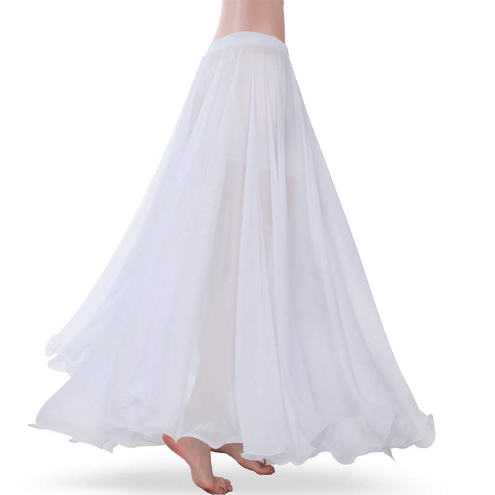 Photo 1 of ROYAL SMEELA Women's Belly Dance Skirt ATS Voile Maxi Full Tribal Bellydance Chiffon Skirt, White, One Size