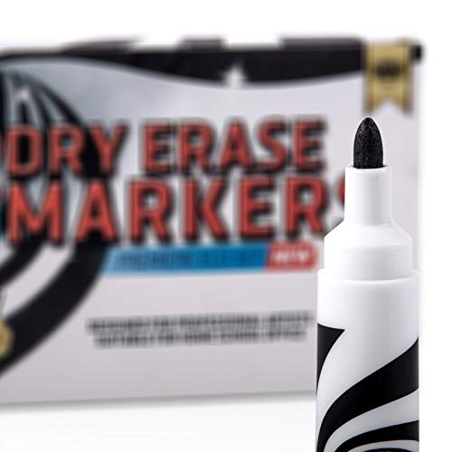 Dry Erase Markers Whiteboard Marker Pens Set Fine Point for Kids School Erasable Pen Tip White Board Eraser Glass Calendar Erasers Children and Office Colors Supplies Black Color - Thumbnail 6