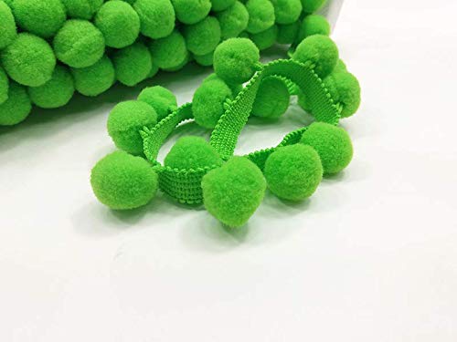POM POM Bobble Trim Fringe Pompom Trimming - Cushion and Curtain Decoration, Home Decor - XL Size 2cm Craft Pompons (Lime Green, 10 Meters)