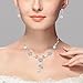 EleQueen Women's Cubic Zirconia Simulated Pearl Flower Bridal Necklace Earrings Jewelry Set Ivory Color Silver-Tone