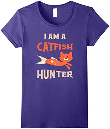 Womens Catfish Hunter Fishing Cat Head Fish Body Fisherman T-Shirt Medium Purple