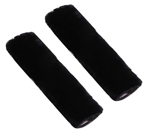 Penta Angel Comfortable Thick Soft Faux Sheepskin Seatbelt Auto Car Seat Safety Belt Strap Covers Shoulder Pad for Men and Women, 1Pair (Black)