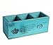 3 Compartment Vintage Wood Desktop Office Supply Caddy/Pen Pencil Holder/TV Remote Control Holder/Desk Organizer Blue