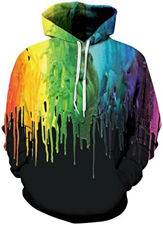 Black Graphic Hoodie,Bestale Unisex Men's Cool Black Melting Painting Printed Grahphic Hoodie Sweatshirt with Pockets