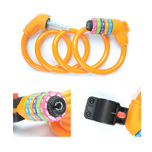 ZHEGE Bike Lock Cable Self Coiling Resettable, 5 Digit Combination