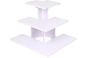 HAOWUJIN 3 Tier White Corner Retail Display Stand Portable Product Shelves, Store Retail Display Racks, Cupcake Stand, Candle Tumbler Display Rack for Craft Shows, Trade Shows, Farmers Market