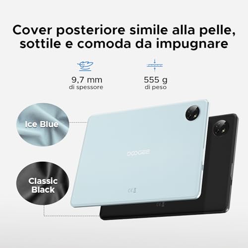 DOOGEETab T10W Android 16 Tablet 10 Pollici, 24 GB RAM + 128 GB ROM (2 TB TF), Tablet con Sim, batteria 8000 mAh, Android 4G LTE/WiFi 5, Doppia fotocamera, Bluetooth 5.0/OTG/Face ID/Type C, Blu