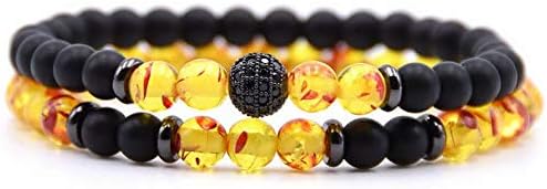 Hemau 2Pcs Women Mens Jewelry Reiki Natural Stone Balance Beads Bracelets Bangle Gift | Model BRCLT - 1579 |