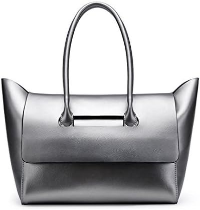 Ladies Retro Shoulder Bag Pearl Gloss Handbag Split Bag Handbag Silver Gray