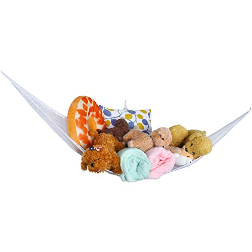 Fiaya Jumbo Toy Hammock-Toy Storage Hammock Net Organizer, Best for Keeping Rooms Clean-Ships from USA (White, L)