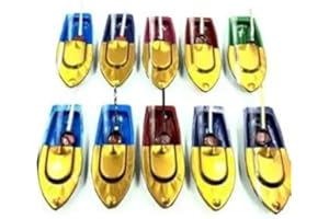 Indian Traditional Handmade Tuk Tuk Toy Boat Put Put Steam Water Boat Set of 10 with Candle Steamer Toy Water Boat for Janmas