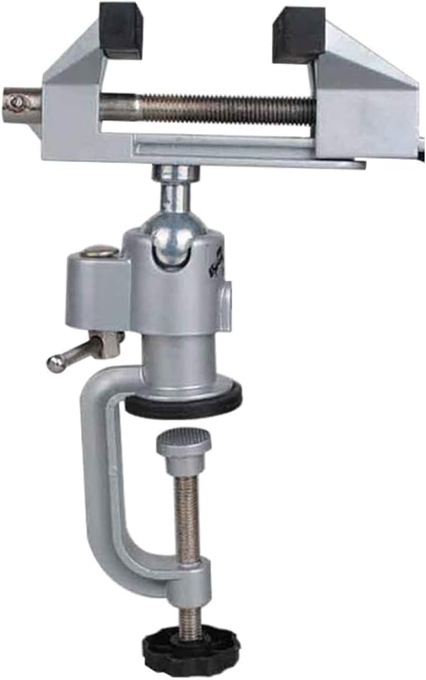 U-BCOO Clamp Vise, 360 Degree Rotating, Lightweight Bench Vise, Aluminum Alloy, Silver