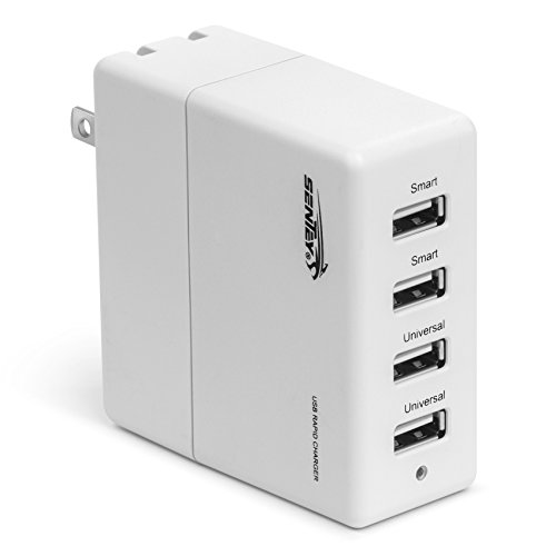 Sentey 4-port White Smart USB Wall Charger 30w - 2 Exclusive Z2portTM Intelligent Charging Ports 2x 5v2.4a and 2x 5v1a Smart High Capacity [High Power] Ac Travel Wall Charger [High Speed] Fast Charging for Apple for Iphone 6,iphone 6 Plus,iphone 5, 5s, 5c, 4s, 4, Ipad Air, 4, 3, 2, Mini 2 (Apple Adapters Not Included); Samsung Galaxy S6 S5, S4, S3, S2, Note 3, Note 2; HTC One, Evo, Thunderbolt, Incredible, Droid Dna, Motorola Atrix, Droid, Moto X, Google Glass, Nexus 4, Nexus 5, Nexus 7, Nokia Nexus 10, Lg Optimus, Gaming Ps Vita, Gopro, Smart Watch , Tablets, Cellphones, Portable Gaming Consoles, High Speed Recharge Any Usb Device / Free Transport and Protection Pouch Included Ls-2210