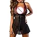 Canserin Women Lingerie, Women's Sexy Lingerie Sleepwear Lace Wire Free G-String Underwear Babydoll Nightwear (M, Black)