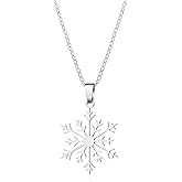 Dtja 18 inch Christmas Snowflake Pendant Necklace for Women Stainless Steel Fashion Xmas Link Charm Chain Choker Necklaces Cute Winter Holiday Festival Ornament Jewelry for Her