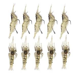 Cikuso 10 Pcs Simulation De Pêche A La Crevette Crochet De Leurre Doux Pour Crevette Attirail Leurres De Pêche De Mer D’appats