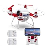 Tech RC Mini Drone with HD Camera WiFi Live Video, Quadcopter with Headless Mode Altitude Hold & 3D Flips, Easy to Fly for Kids & Beginners-Red