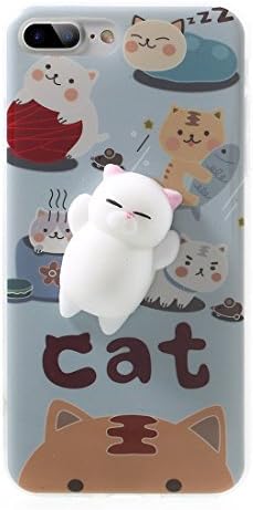 Funny 3D Anti-Stress Cute Squishy Case for iPhone 6 Plus, Fuzzy Green Limited Cute Squeeze Stretch Compress Slow Rising Healing Stress Reduce Soft Silicone 3D Cat Back TPU Cover for Apple iPhone 6