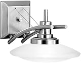 Kichler Lighting 6963NI Structures 1-Light Halogen Wall Sconce, Brushed Nickel with Satin-Etched Glass