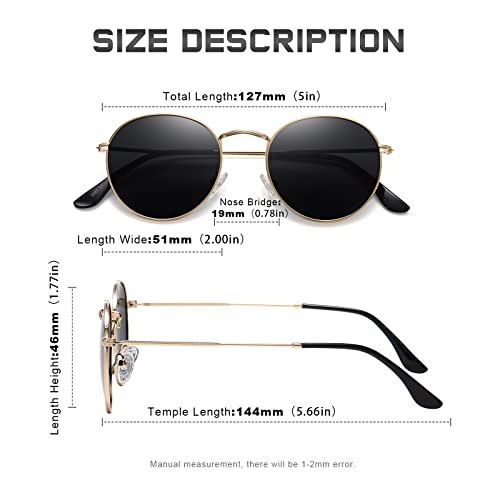 YWWPMDOF Round Polarized Sunglasses for Womens Men Trendy Small Circle Sun Glasses UV Protection