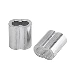 Anndason Aluminum Crimping Loop Sleeve for 1/8" - 5/32" Wire Rope and Cable (M4, 60 pcs ferrules)