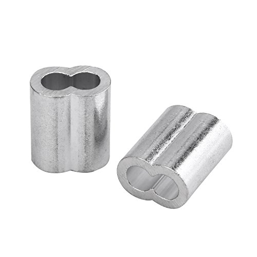 Anndason Aluminum Crimping Loop Sleeve for 1/8" - 5/32" Wire Rope and Cable (M4, 60 pcs ferrules) - Thumbnail 3