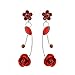 Glamorousky Elegant Red Rose Earrings with Red Austrian Element Crystals and Crystal Glass