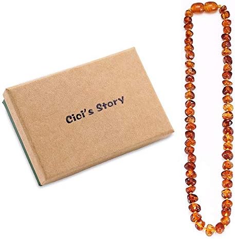 Baltic Amber Teething Necklace for Baby (Cognac) - 3 Sizes - DIY Beads Necklace-Natural Stones for Jewelry Making - Lab Tested. (Standard 13in 33cm)