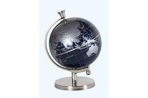 Decorative Globe with Silver Stand, Blue and Silver, for Home Office Decor