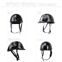 Lanlan Casco de Fibra de Vidrio Extremadamente Ligero, Mitad Cara, Motocicleta Accesorios de Coche Negro Brillante