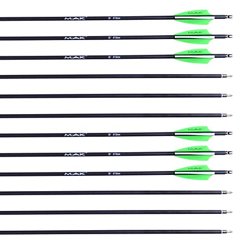 M.A.K 30 Inch 7mm Outer Diameter Carbon Outdoor Archery Practice Hunting Arrows with Removable Tips for Compound & Recuve Bow(Pack of 12) - Thumbnail 5
