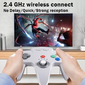 KIWITATA Wireless N64 Controller for Switch, 2.4ghz Rechargeable N64 Remote Wireless USB Joystick Game Controller for Switch/Switch Lite/Switch OLED, MAC, PC Windows 7,8,10,11 Gray