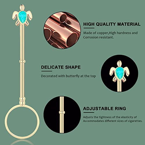 Pieces Cigarette Holder Ring Clip for Women Men, Elegant Turtle