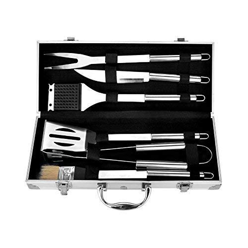 Earthfriendly 6-Piece Stainless Steel Grill Tools Set With Barbecue Accessories - Stainless Steel Utensils With Aluminum Case - Premium Outdoor Grilling Kit (6-14.56-2.75) (6 Piece)
