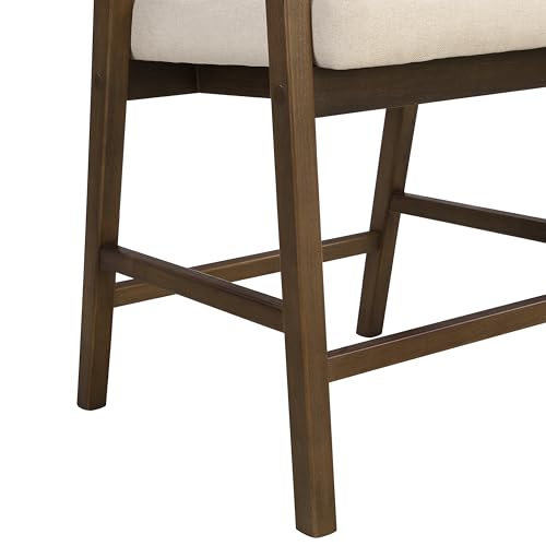 Merax Rattan Counter Height Bar Stools Set of 2, Wooden Frame Bar Chairs with Natural Rattan Woven Back, Modern Kitchen Island Chairs, Footrest for Kitchen, Dining Room, Beige/Walnut