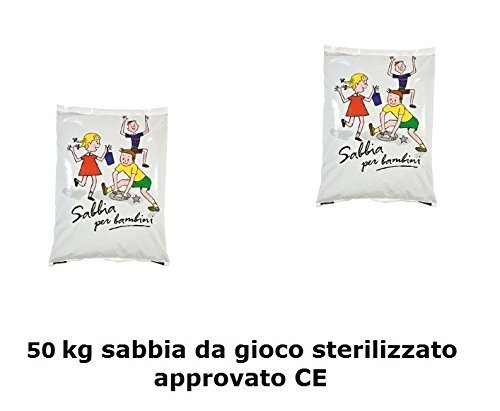 title=Sabbia da Gioco (50kgs) 2 X 25kg x Sabbiera Lavata e Asciugata approvato CE